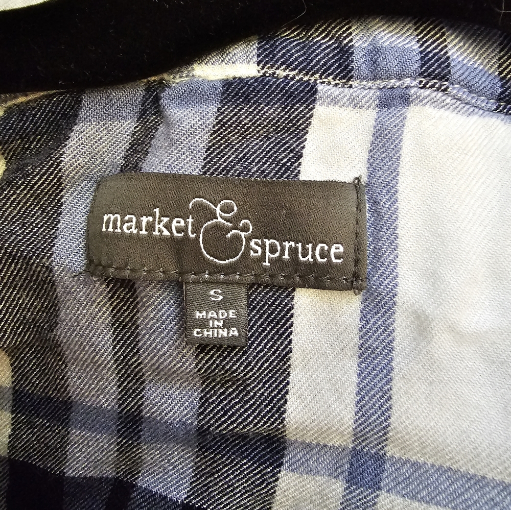 4/$20 NEW Market & Spruce Blue & White Plaid Button Down Sleeveless Blouse small - Picture 2 of 5